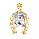 14K 3C CZ Horse Shoe Pendant (PT2382)