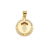 14KY CZ Enamel Girl Pendant (PT2399)