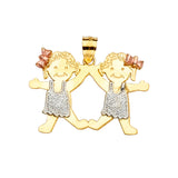 14K 3C Girl-Girl Pendant (PT2405)