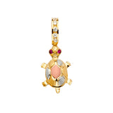 14K 3C CZ Turtle Pendant/Set (PT2490)