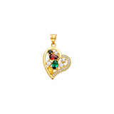 14KY Heart Pendant with Family CZ (PT2540)
