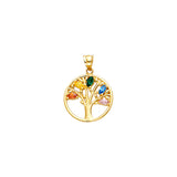 14KY Round Pendant with Family CZ (PT2541)