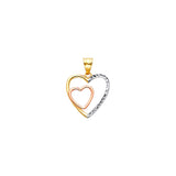 14K 3C Double Heart DC Pendant (PT2544)