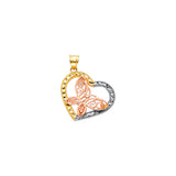 14K 3C DC Pendant with Pink Butterfly (PT2545)