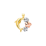 14K 3C Dolphin Pendant with Hawaiian Flower (PT2548)