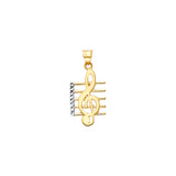 14K 2T Music Note Pendant On DC Stave (PT2553)