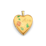 Gold Mom and Flower Heart Locket