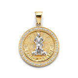 14K 2T CZ Round San Lazaro Pendant (PT2621)