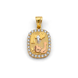 14K 3C CZ Rectangular Baptism Pendant (PT2636)