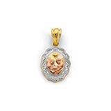 14K 3C Oval Baptism Pendant (PT2637)