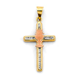 14K 2T CZ First Communion Cross Pendant (PT2641)