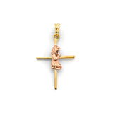 14K 2T Girl First Communion Cross Pendant (PT2642)