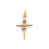 14K 2T Boy First Communion Cross Pendant (PT2643)