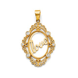 14KY CZ Love Pendant (PT2645)