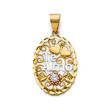 14K 3C CZ Oval Te Amo Pendant (PT2646)