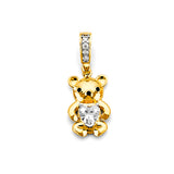 14KY CZ Pink Heart Teddy Bear Pendant (PT2653)