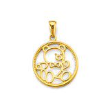 14KY Round Open Teddy Bear Pendant (PT2656)
