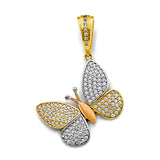 14K 3C CZ Butterfly Pendant (PT2668)