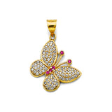 14K 2T CZ Butterfly Pendant (PT2669)