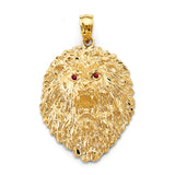 14KY CZ Big Lion Face Pendant (PT2677)