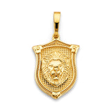 14KY Shield with Lion Face Pendant (PT2684)