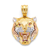 14K 3C Medium Tiger Face Pendant (PT2689)