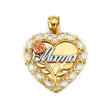 14K 3C Heart Mama Pendant (PT2690)