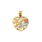 14K 3C Heart Mama Pendant (PT2691)