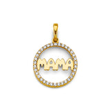14KY CZ Round Mama Pendant (PT2692)