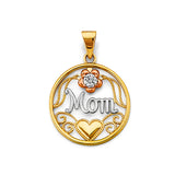 14K 3C CZ Round Mom Pendant (PT2693)