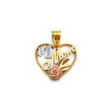 14K 3C Heart #1 Mom Pendant (PT2699)