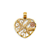14K 2T Heart Abuela Pendant (PT2702)
