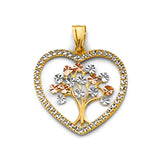 14K 3C CZ Heart Tree of Life Pendant (PT2703)