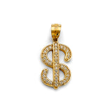 14KY CZ Dollar Sign Pendant (PT2750)