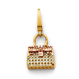 14K 3C CZ Purse Clip Charm (PT2822)