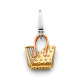 14K 3C CZ Purse Clip Charm (PT2823)