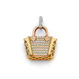 14K 3C CZ Purse Charm (PT2824)