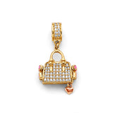 14K 2T CZ Purse Charm (PT2825)