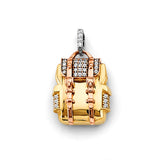 14K 3C CZ Bag Charm (PT2828)