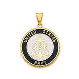 14KY US Navy Double Sided Pendant (PT2845)