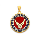 14KY US Air Force Double Sided Pendant (PT2846)