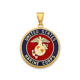 14KY US Marine Double Sided Pendant (PT2848)