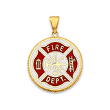 14KY Fire Dept. Double Sided Pendant (PT2849)