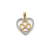 14K 2T CZ Heart Flower Pendant (PT2917)