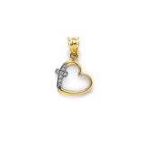 14K 2T CZ Heart with Cross Pendant (PT2919)