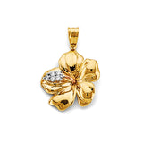 14K 3C Hibiscus Flower Pendant (PT2930)