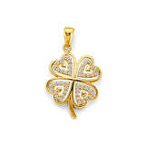 14KY CZ Heart Clover Pendant (PT2939)
