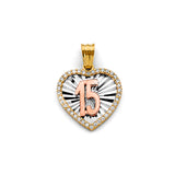 14K 3C CZ Heart 15 Years Pendant (PT2971)