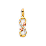 14K 2T CZ Infinity Heart Pendant (PT3018)