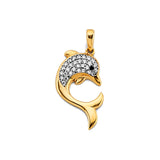14K 2T CZ Dolphin Pendant (PT3021)